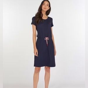 Barbour Navy Blue T-shirt Dress with Waist Tie Size 10